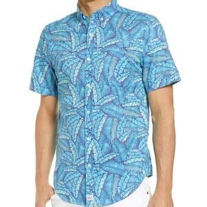 Vineyard Vines Shirt Mens Large Blue Tropical Slim Fit Murray Button Up Hawaiian